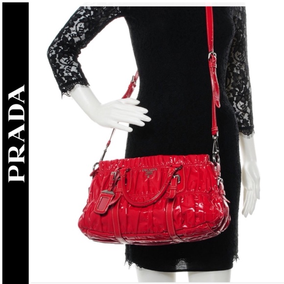 Prada Handbags - Red PRADA "ROSSO VERNICE GAUFRE" Bag